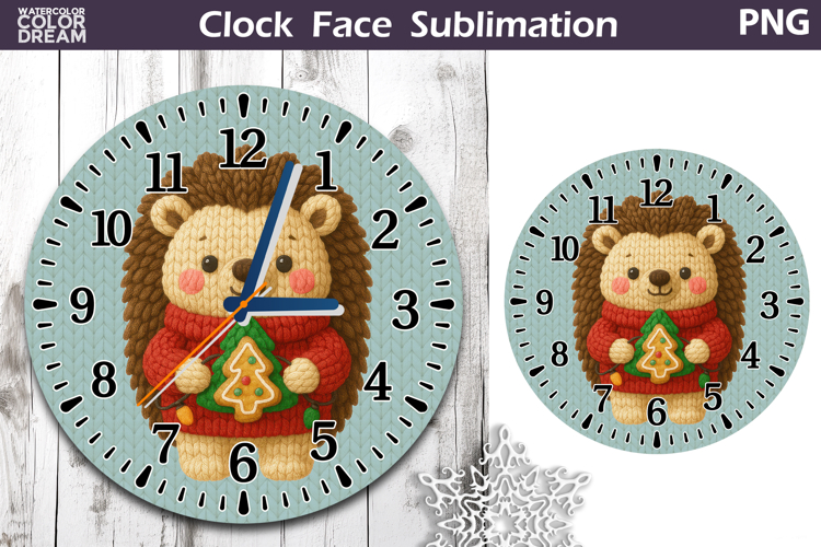 Cute Hedgehog Clock Face | Christmas Clock Design