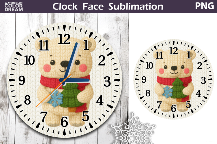 Cute Bear Clock Face | Christmas Clock Design