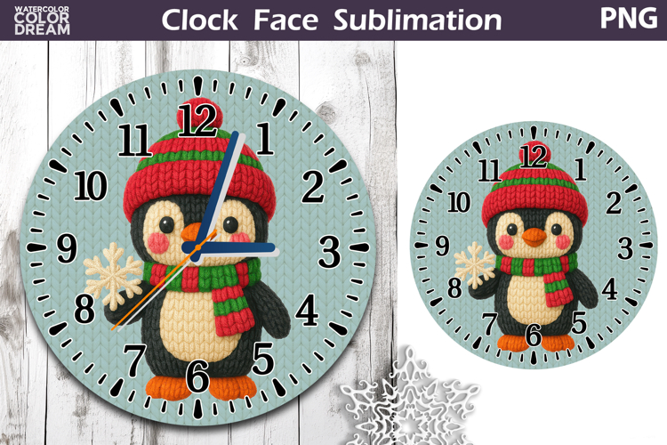Cute Penguin Clock Face | Christmas Clock Design