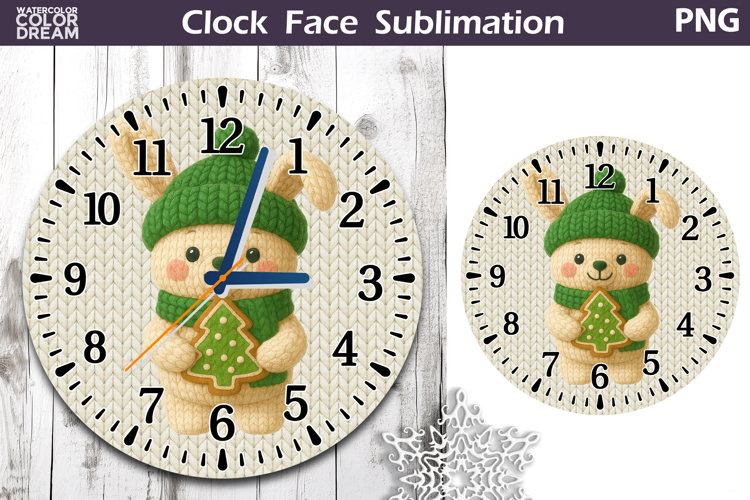 Cute Bunny Clock Face | Christmas Clock Design