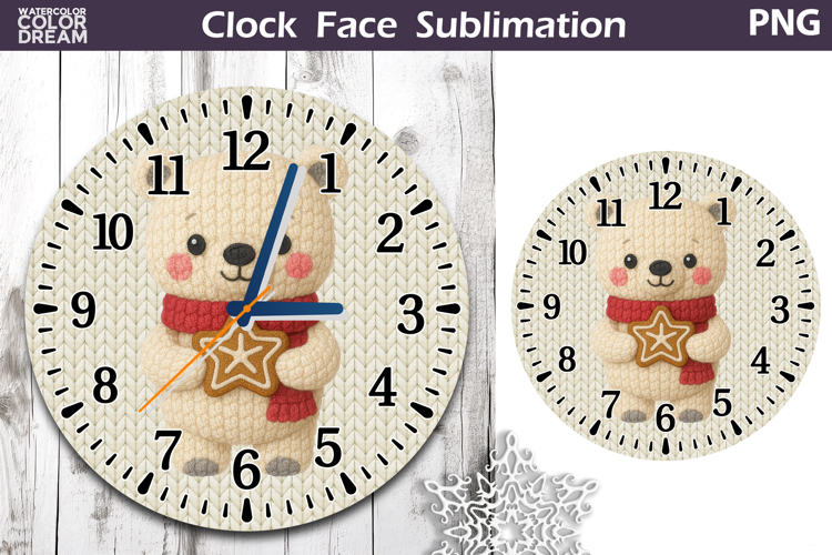 Cute Bear Clock Face | Christmas Clock Design