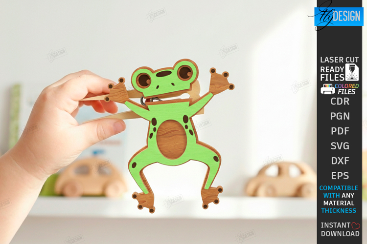 Animal Clothespin Puppets Laser Cut | Moving Mouth Toy SVG