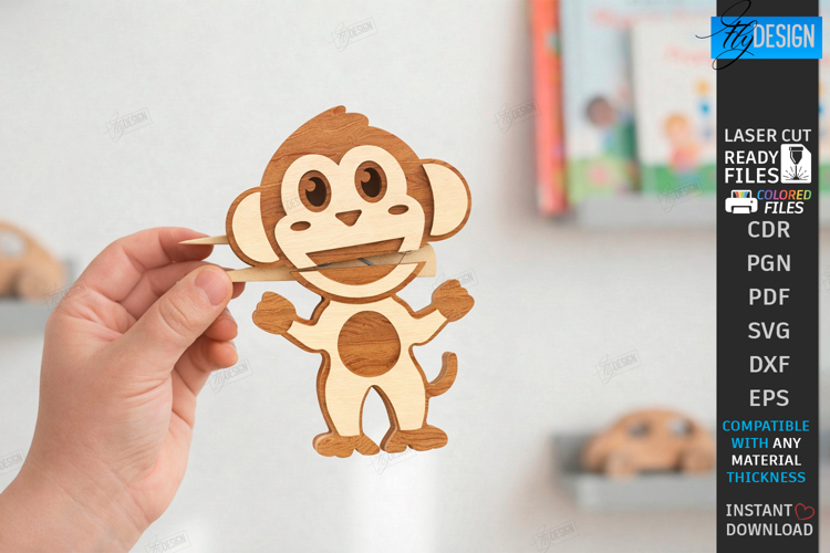 Animal Clothespin Puppets Laser Cut | Moving Mouth Toy SVG