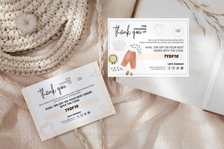 Clothing Business Thank You Card Canva Editable Template