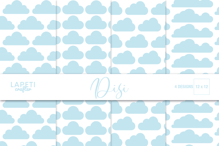 Cloud Digital Paper, Sky Pattern Scrapbook Backgrounds