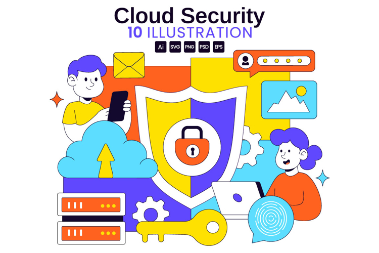 10 Digital Cloud Security Illustration