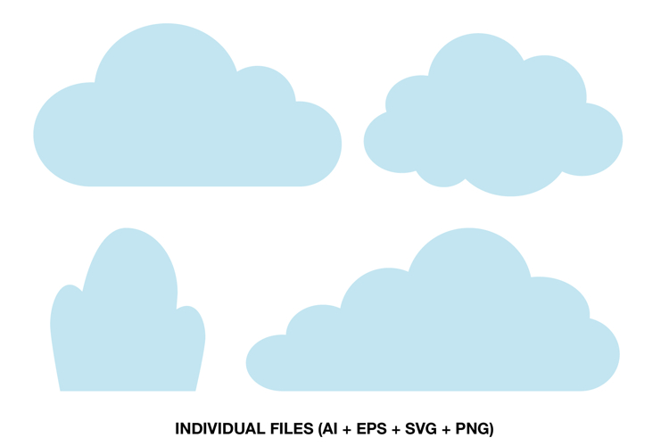 Cloud Shapes Clipart, Sky Weather Elements for Kids Crafts