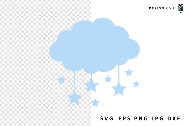 Cloud with Hanging Stars SVG