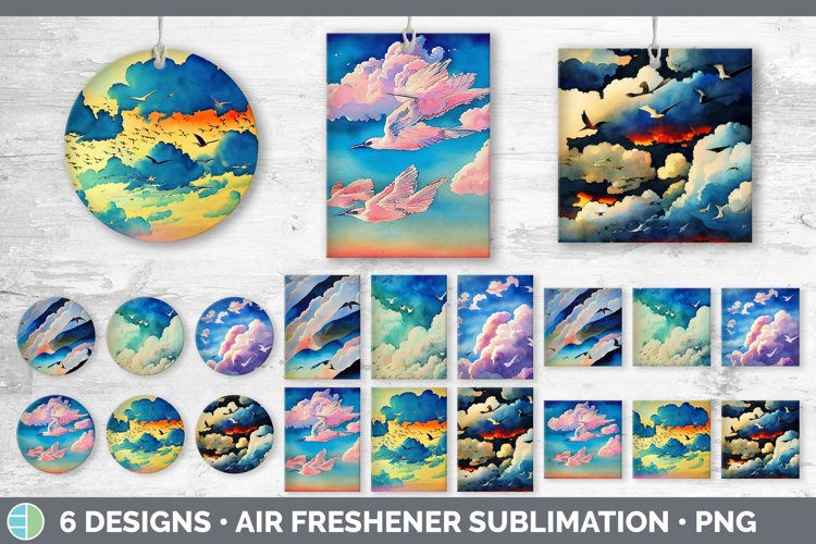 Birds Flying Air Freshener Sublimation Designs Bundle