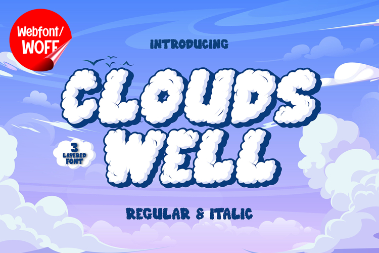 Clouds Well | Cute Decorative Webfont for Fun Creative Ideas