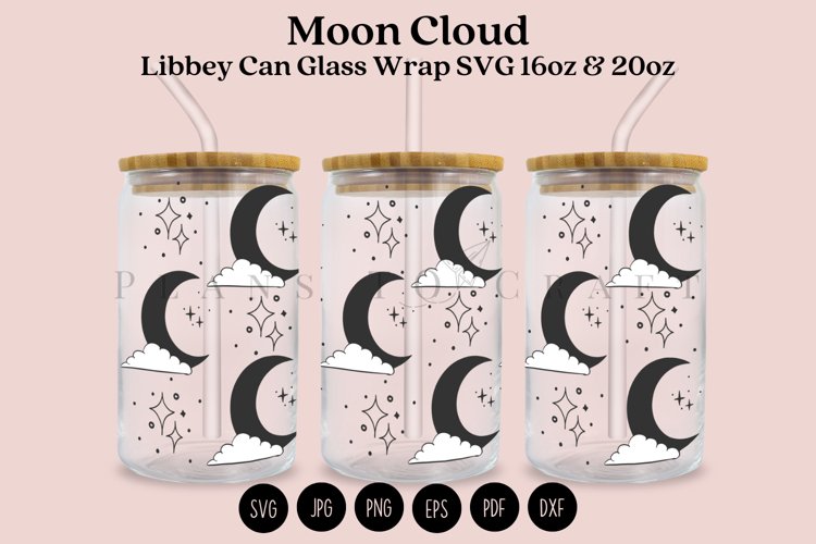Cloudy Moon Libbey Can Glass Wrap SVG 16oz 20oz