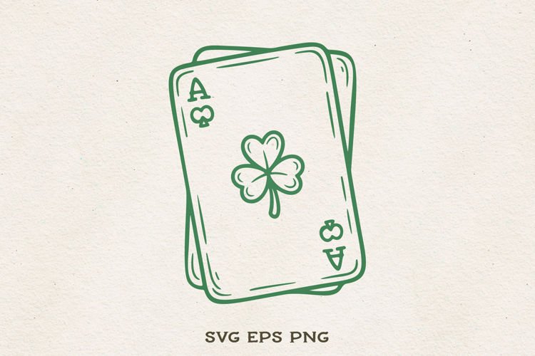 Ace of Clubs Playing Card SVG | Lucky Clover Card Line Art
