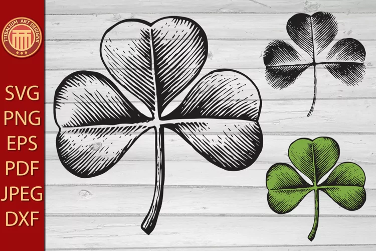 Clover with Three Leaf - eps, jog, dxf, svg, pdf, png files