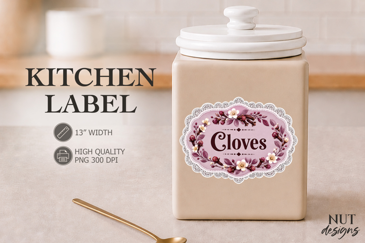 Vintage Cloves Floral Kitchen Label Pantry Label