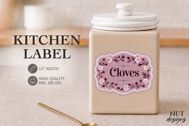 Vintage Cloves Floral Kitchen Label Pantry Label