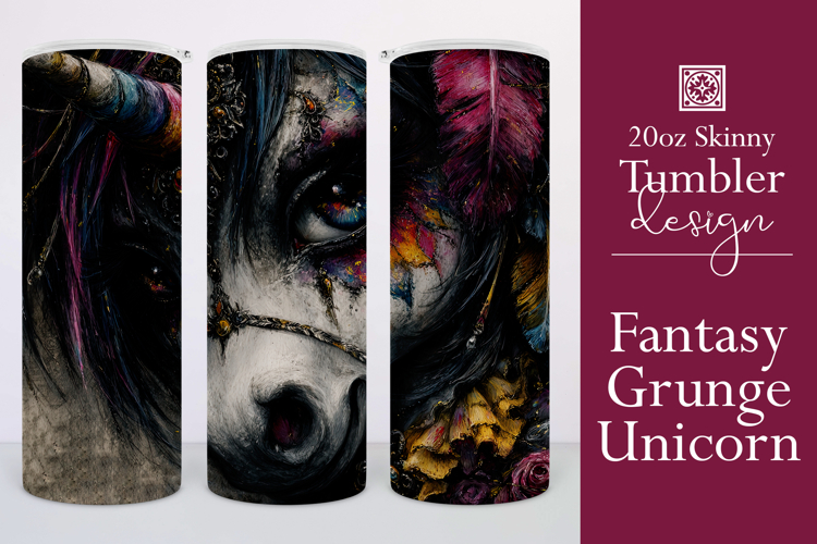 Fantasy Tumbler Wrap, Grunge Clown Unicorn Tumbler Wrap, t1