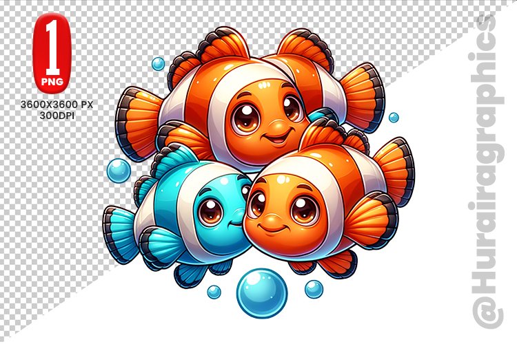 Cute Clown Fish Clipart - PNG File example image 1
