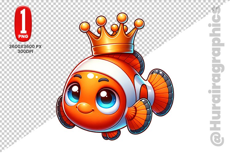 Cute Clown Fish Clipart - PNG File