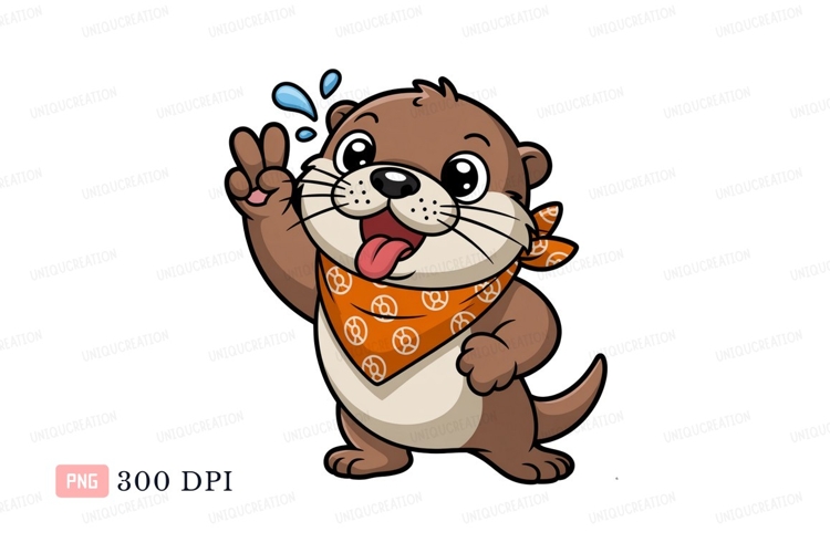 Cute otter peace sign cartoon animal