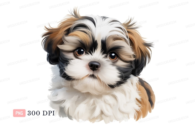 Fluffy Shih Tzu Puppy Portrait ShihTzu brown