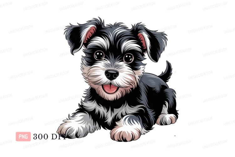Puppy Clipart Black and White Image 4