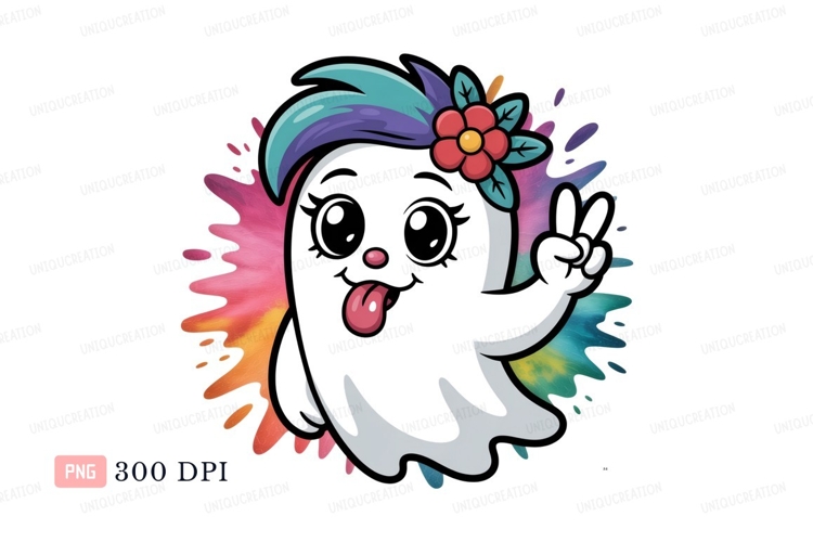Cute skunk with flower and peace sign cartoon