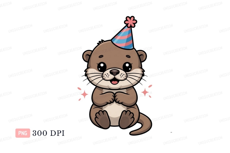 Cute otter wearing party hat animal