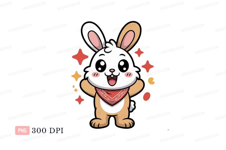 Cute bunny wearing bandana rabbit