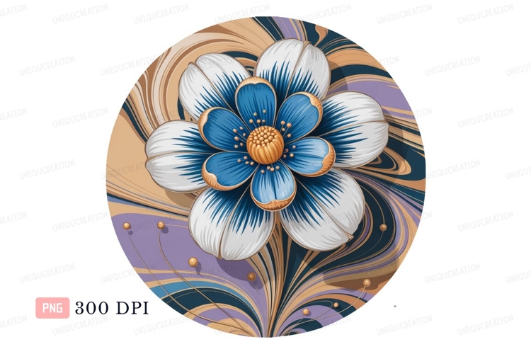 Blue white golden flower abstract art image