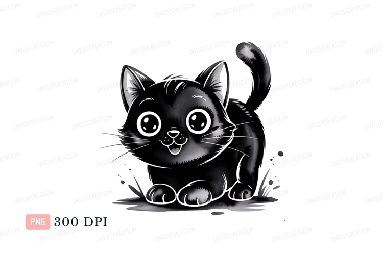 Black cat sitting cute whiskers