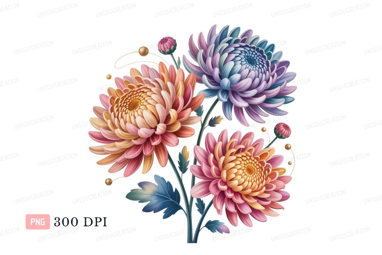 Vibrant chrysanthemum blossoms with delicate buds flowers