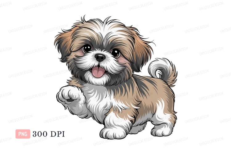 Fluffy brown white puppy dog canine animal