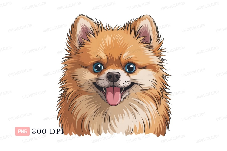 Fluffy Pomeranian dog with blue eyes canine