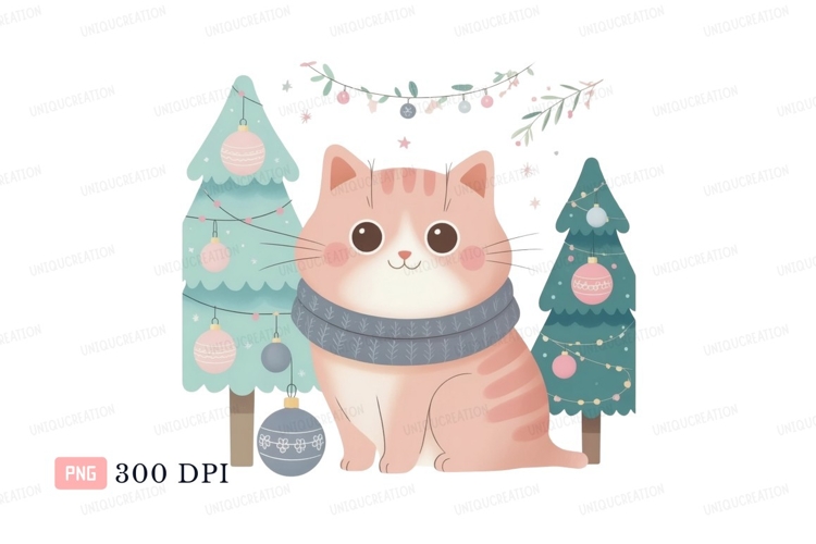 Cute cat festive trees kitten scarf