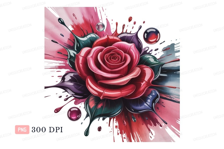 Vivid crimson rose with glossy petals and dark leaves