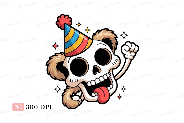 Skull party hat tongue out image
