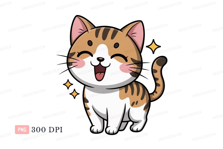 Happy tabby cat cartoon kitten cute