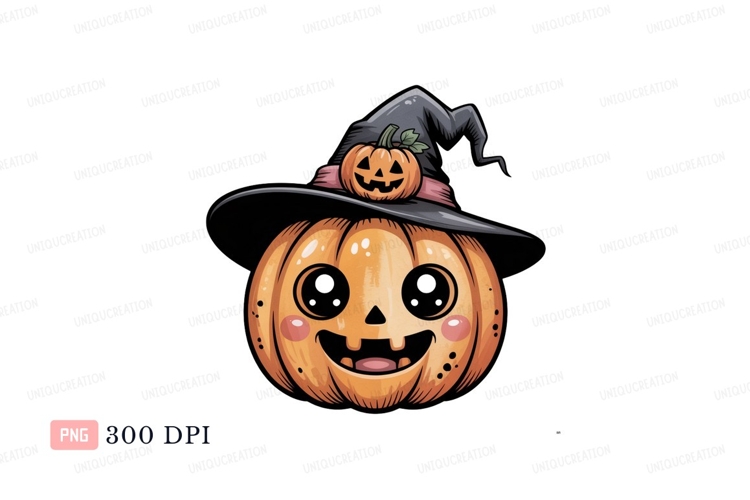 Cute pumpkin witch hat halloween orange