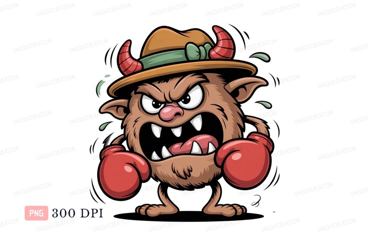 Angry monster boxer with hat image