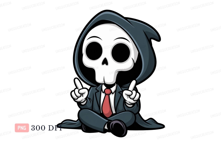 Grim reaper cartoon character meditating image