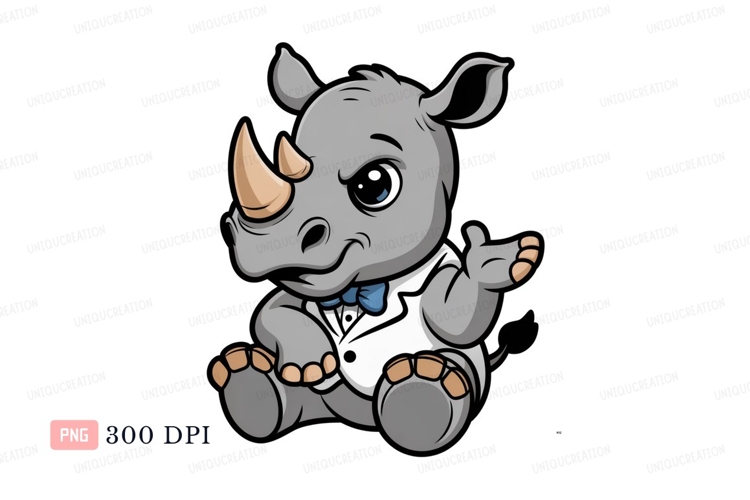 Cartoon rhino wearing formal attire animal grey