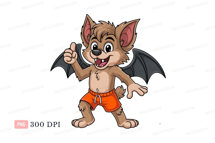 Cartoon bat character wearing orange shorts image