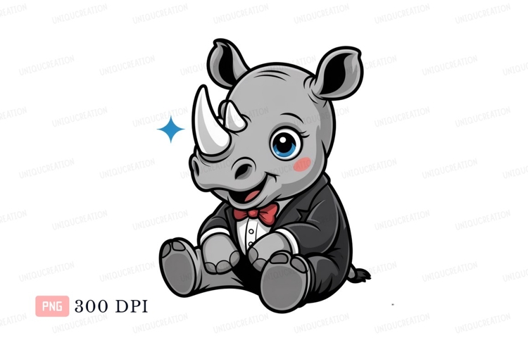 Cute rhino wearing tuxedo and bowtie animal