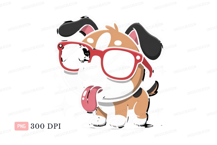 Cute dog wearing red sunglasses puppy cool