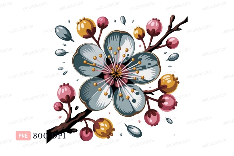 Blue Flower Clipart Image 3