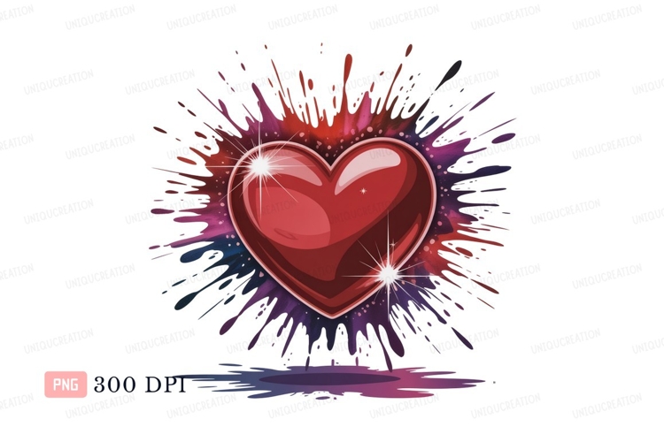 Red heart splash paint love