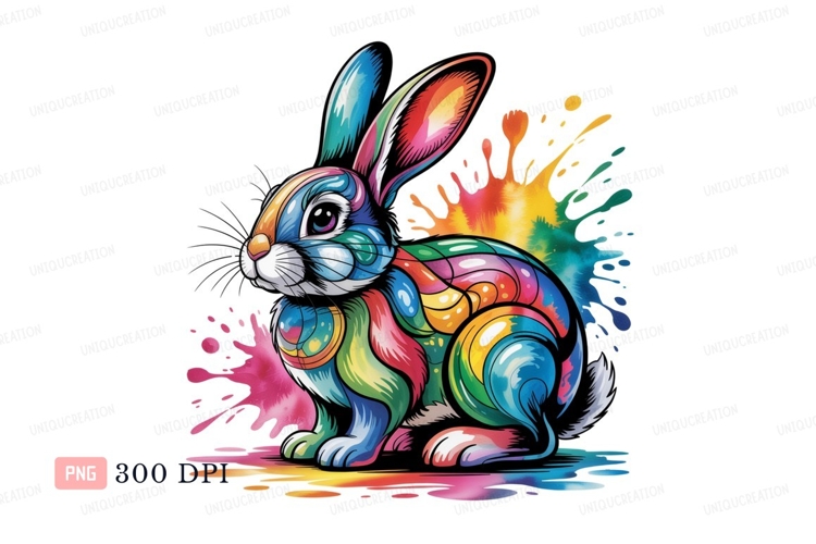 Colorful rabbit abstract art paint