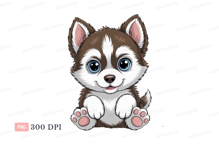 Adorable husky puppy with blue eyes canine animal