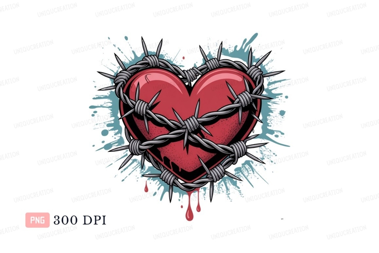 Barbed Heart Splatter wire blue