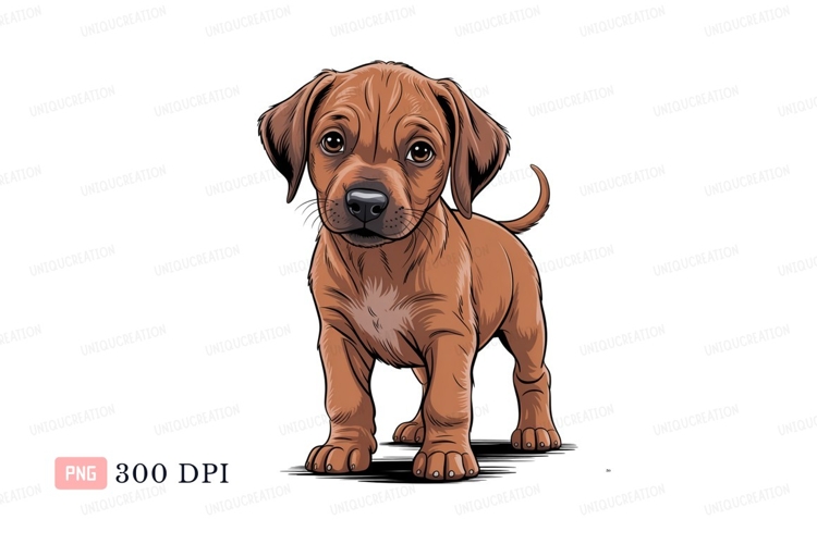 Brown puppy standing black background cute